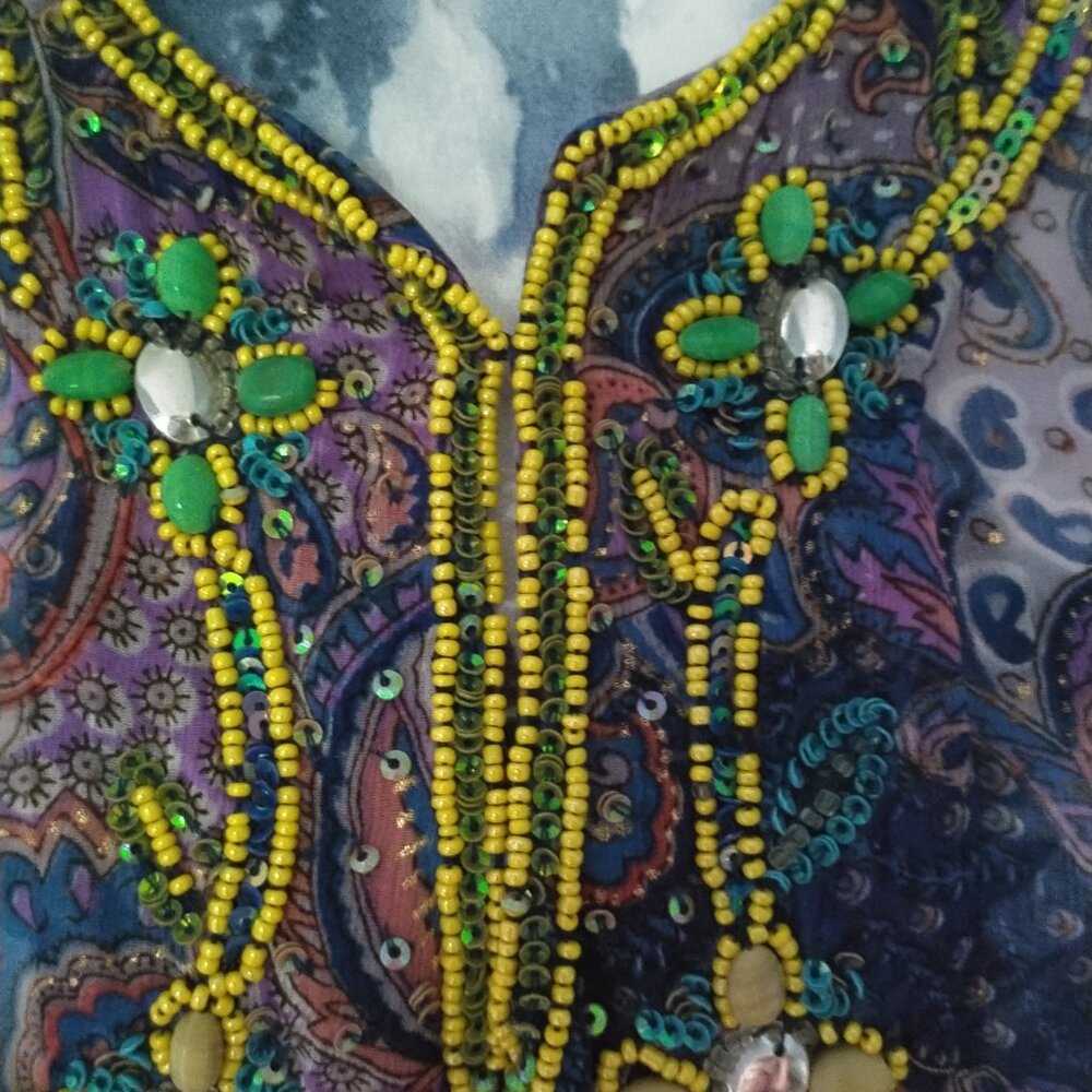 Summer Silk Print Beaded Tunic - Picture 4 of 9